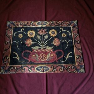 Riddle Home Gift French Tapestry “Potted Folk Floral” Wall Hanging By J Brinley
